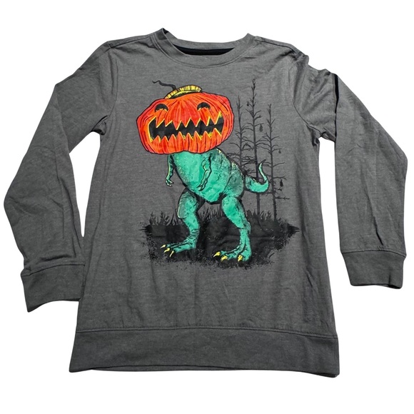 Cat & Jack Other - Little boy Dino pumpkin long sleeve shirt, size 6/7, perfect 4 school/Halloween